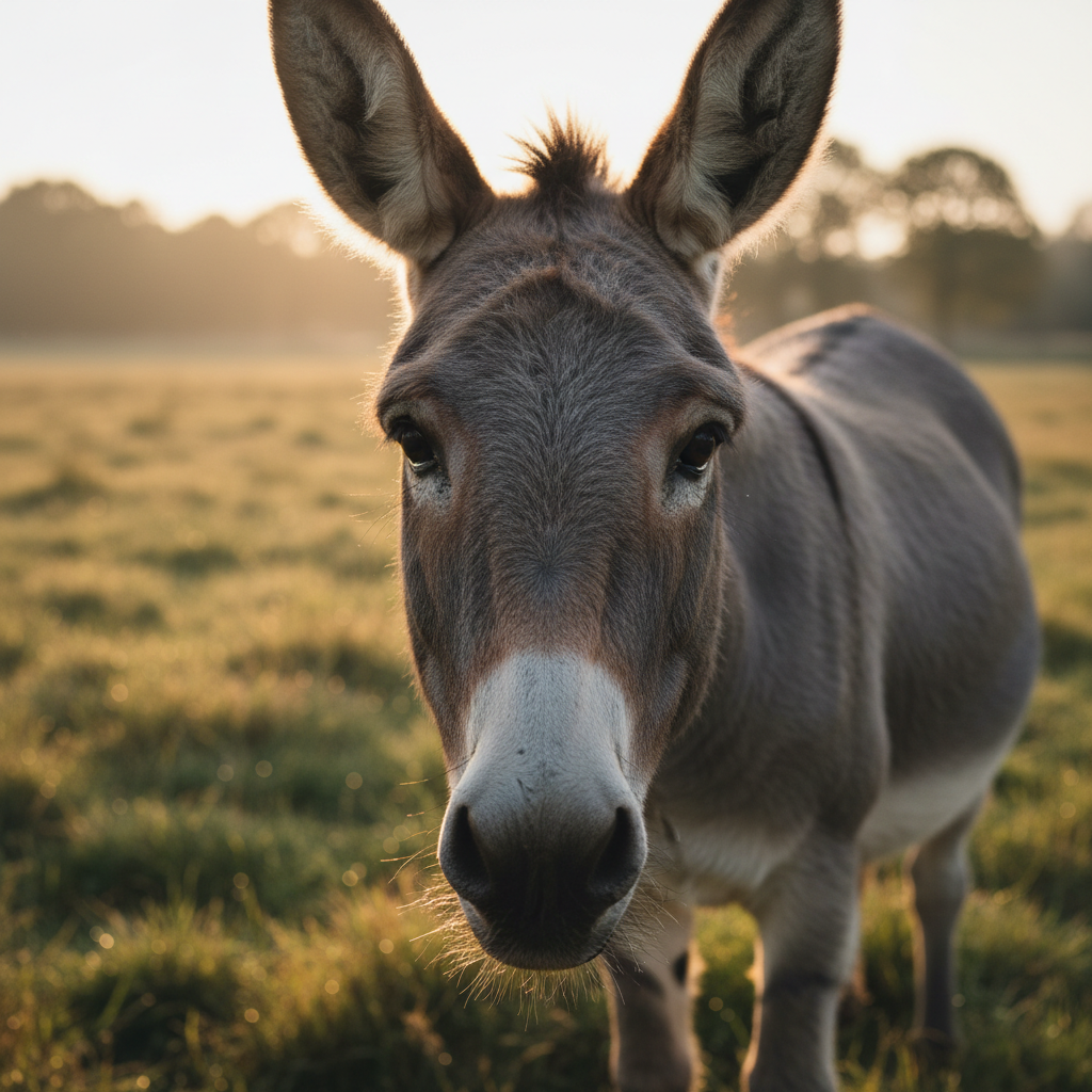 Portrait of a grey donkey resident